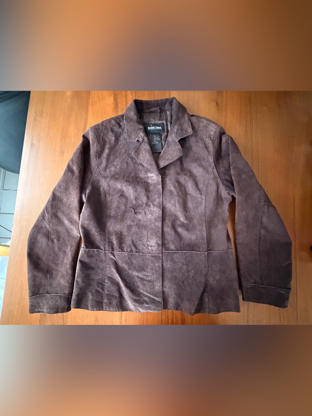 Brandon Thomas Brown Genuine Suede Leather Blazer Jacket Women’s L
